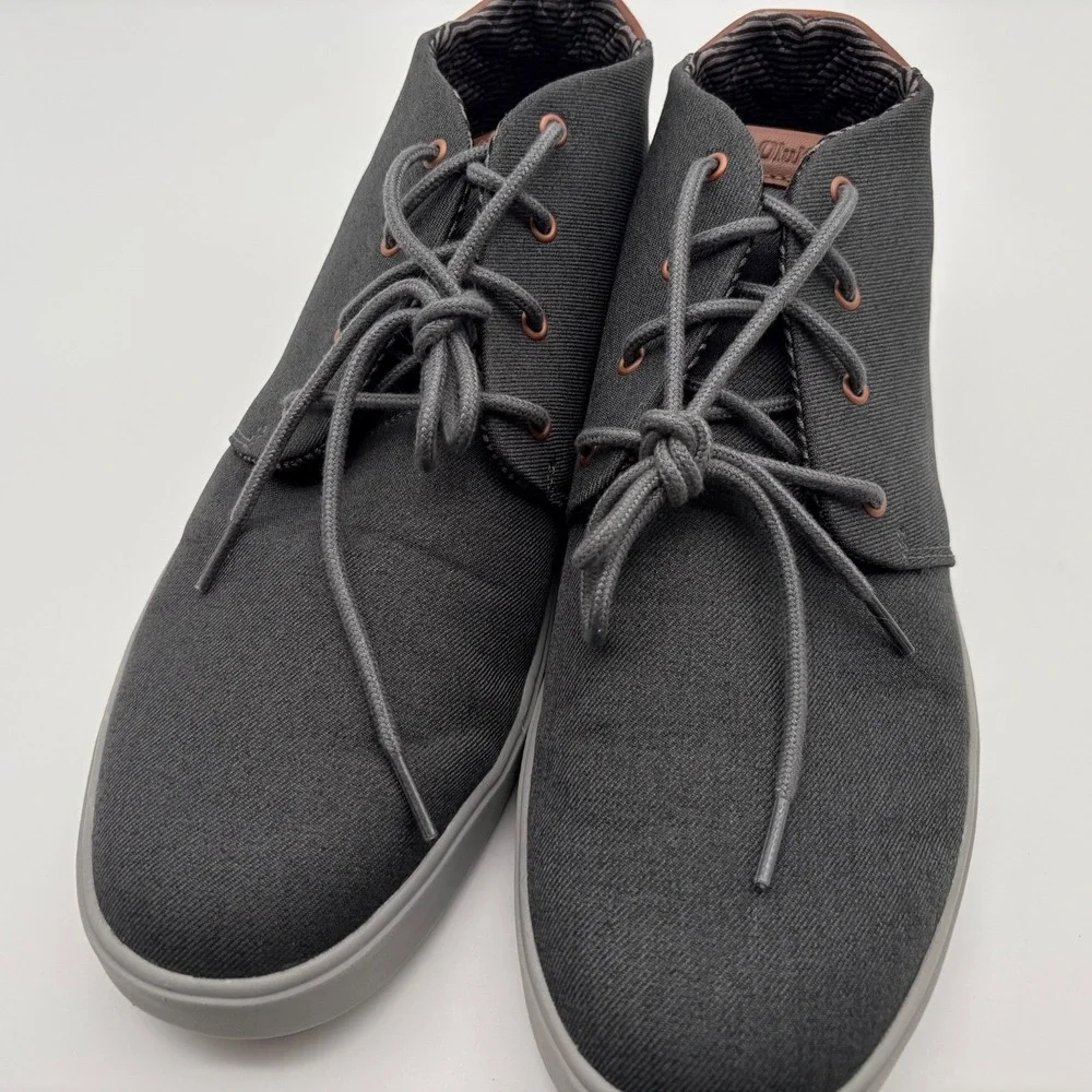 Olukai Nana Hele Wai'Apo Chukka Boots Mens Size 13 Dark Gray Canvas Lace Up
